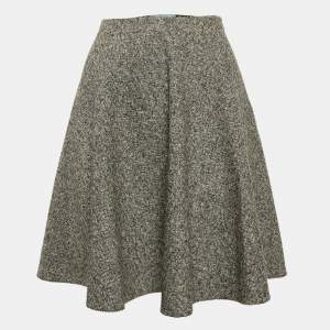 Prada Black/White Wool Flared Mini Skirt S