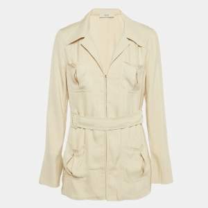 Prada Light Beige Gabardine Belted Coat M