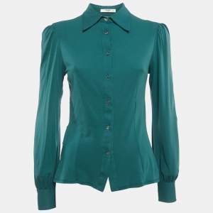 Prada Green Jersey Button Front Shirt S