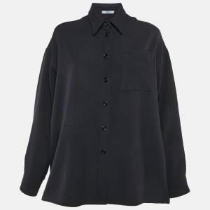 Prada Navy Blue Wool Drill Oversized Shirt S