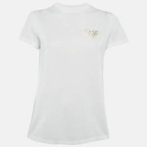 Prada White Cotton Floral Applique T-Shirt M