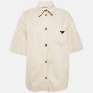 Prada Beige Denim Button Front Oversized Shirt L