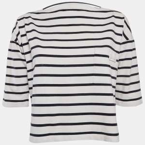 Prada White/Blue Stripe Cotton Knit Top L
