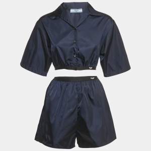 Prada Navy Blue Re-Nylon Shirt and Shorts Set S