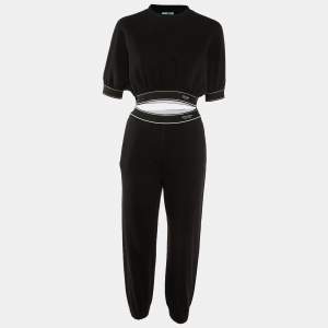 Prada Black Cotton Knit Crop Top and Pants XS