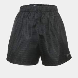 Prada Black Logo Jacquard Nylon Shorts M