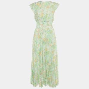 Prada Light Green Printed Plisse Maxi Dress M