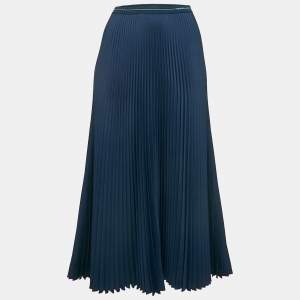 Prada Navy Blue Plisse Midi Skirt M