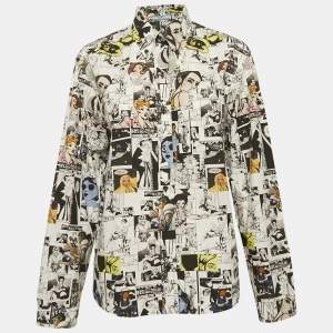 Prada x Brigid Elva White Comic Print Cotton Button-Up Shirt M