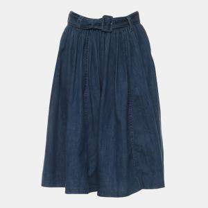 Prada Blue Belted Waist Denim Skirt S
