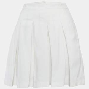 Prada White Cotton Pleated Mini Skirt M