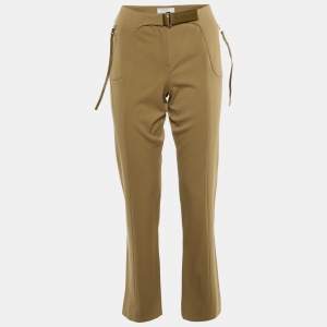 Prada Khaki Brown Wool High Waist Trousers M