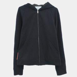 Prada Black Nylon Zip Up Jacket Sweatshirt Size M