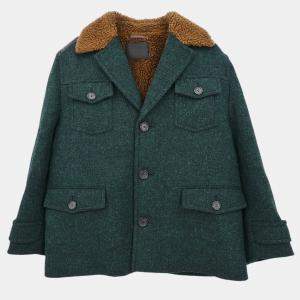 Prada Green Wool Coat Women Size 50
