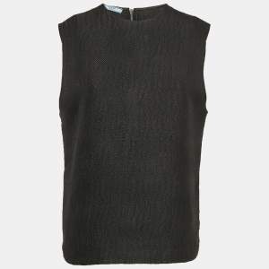 Prada Black Textured Crepe Sleeveless Top M