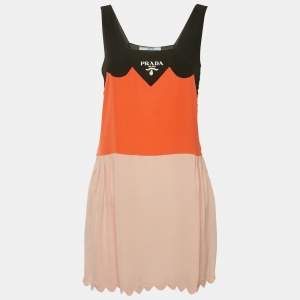 Prada Multicolor Stretch Crepe Sleeveless Mini Dress S