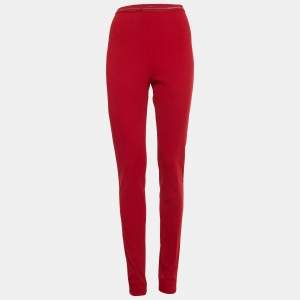 Prada Red Textured Stretch Knit Pants M