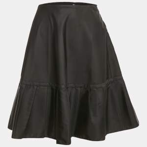 Pre Owned Prada Black Synthetic Pleated Short Skirt S