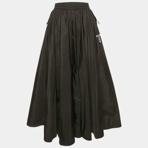 Prada Black Re-Nylon Zipper Detail Maxi Skirt M