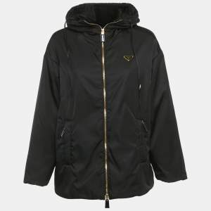 Prada Black Re - Nylon Triangle Logo Plaque Blouson Jacket S