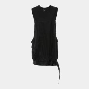 Pre Owned Prada Re-Nylon Logo Gabardine Sleeveless Dress With Buckle Belt