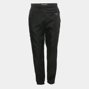 Pre Owned Prada Black Triangle Logo Re-Nylon Trousers S