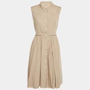 Pre Owned Prada Beige Cotton Blend Midi Shirt Dress M