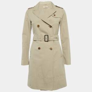 Pre Owned Prada Beige Cotton Blend Trench Coat S 
