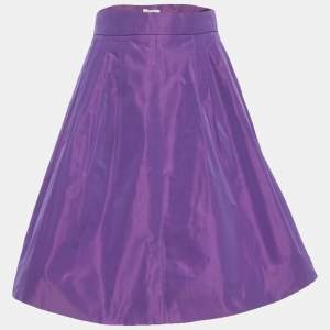 Pre Owned Miu Miu Purple Taffeta Pleated Mini Skirt S