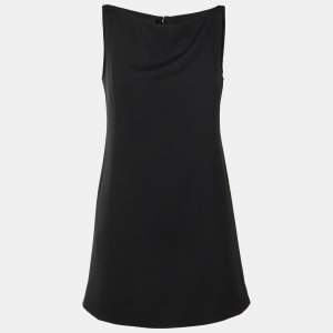 Pre Owned Prada Black Crepe Sleeveless Mini Tunic Dress M