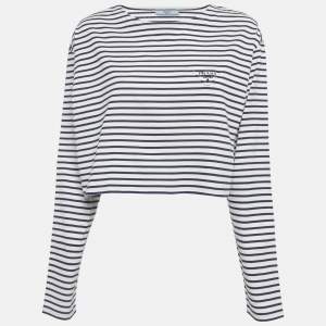 مملوكة مسبقًا Prada Blue/Red Striped Jersey Long Sleeve T-Shirt M