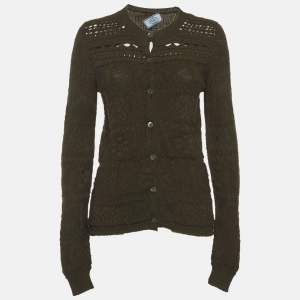 Pre Owned كاردينجان برادا صوف أخضر بأكمام طويلة مقاس صغير (سمول)