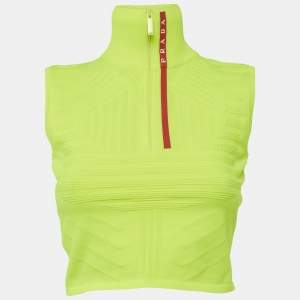 مملوكة مسبقًا توب كروب برادا جرسي تقني نيون أخضر محكم مقاس صغير