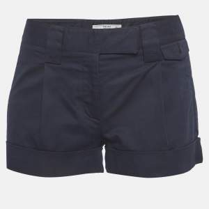 مملوكة مسبقًا Prada Navy Blue Twill Mini Shorts S