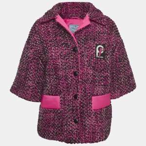 مملوكة مسبقًا Prada Pink Tweed Short Sleeve Puffer Jacket S
