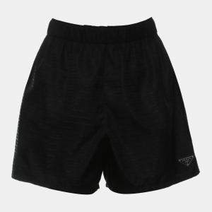Pre Owned Prada Black Logo Print Re-Nylon Shorts