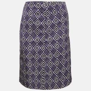 مملوكة مسبقًا Prada Multicolour Geometric Print Silk Blend Pencil Skirt S