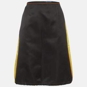 مملوكة مسبقًا Prada Black Side Stripe Satin Mini Skirt M