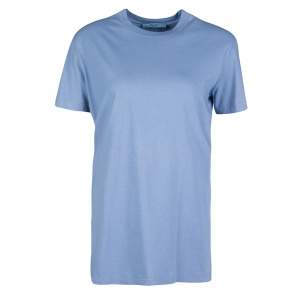 Prada Slate Blue Cotton Jersey Short Sleeve Crew Neck T-Shirt S