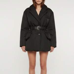 Pre Owned Prada Black Re-Nylon Gabardine Belted Puffer Down Jacket S
