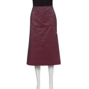 Prada Pink Cotton Embellished Trim Midi Skirt M
