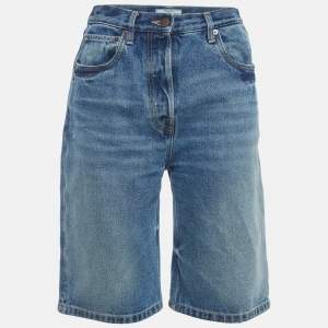 مملوكة مسبقًا Prada Blue Denim High Waisted Bermuda Shorts S/Waist 28" 