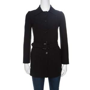 Prada Black Belted Coat S