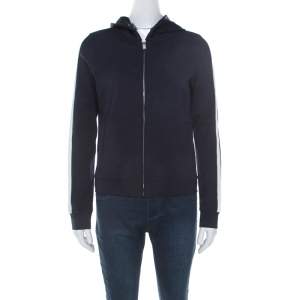 Prada Navy Blue Cotton Knit Zip Front Hooded Jacket M