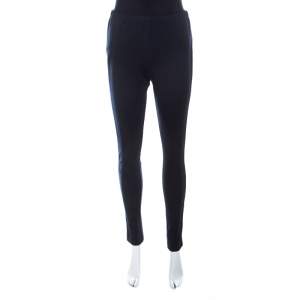Prada Navy Blue Cotton Stretch Side Stripe Detail Tapered Track Pants M