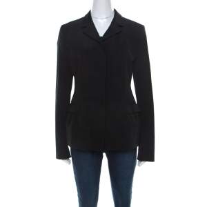 Prada Black Techno Stretch Knit Classic Fit Tailored Jacket M 