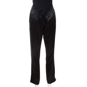 Prada Black Silk Blend Tapered Trousers S 