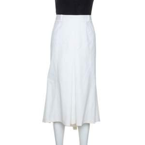 Prada Off White Cotton Blend Midi Skirt L
