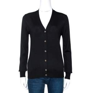 Prada Black Wool Knit Button Front Cardigan XS