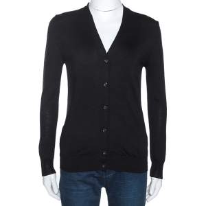 Prada Black Wool Knit Button Front Cardigan XS